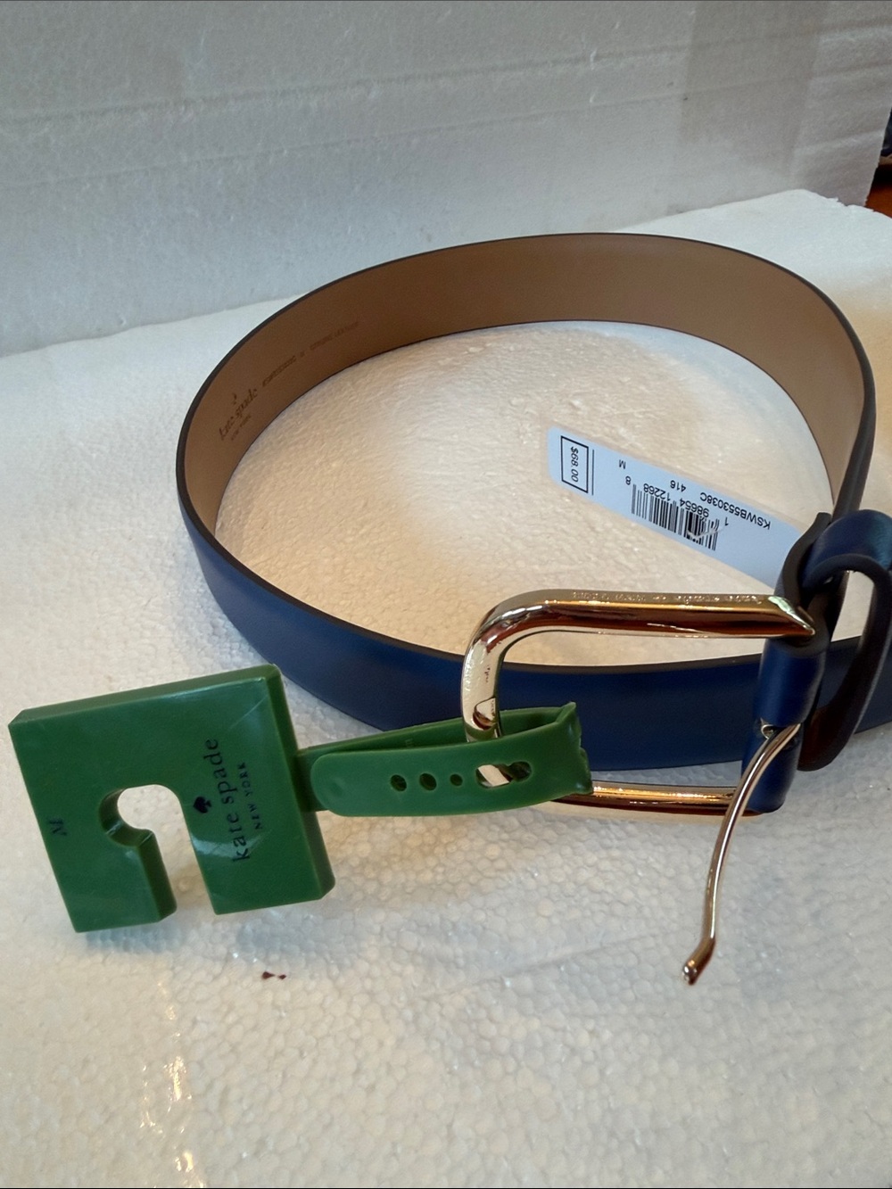 Women’s kate spade navy leather belt with gold buckle M